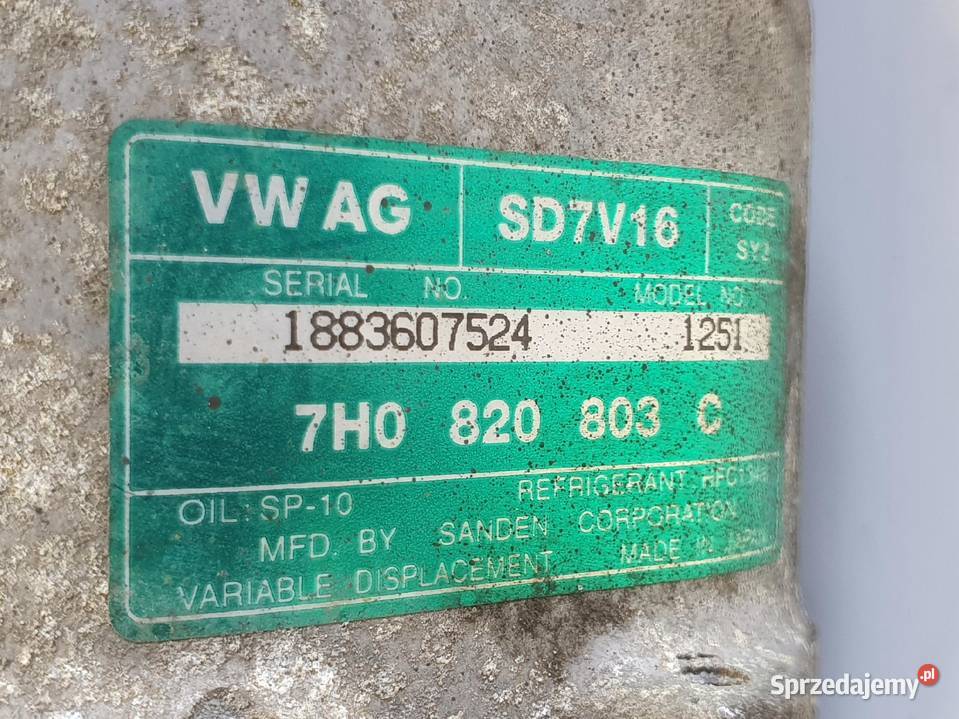 SPRĘŻARKA KLIMATYZACJI VW Transporter T5 20 8V lubelskie Chełm