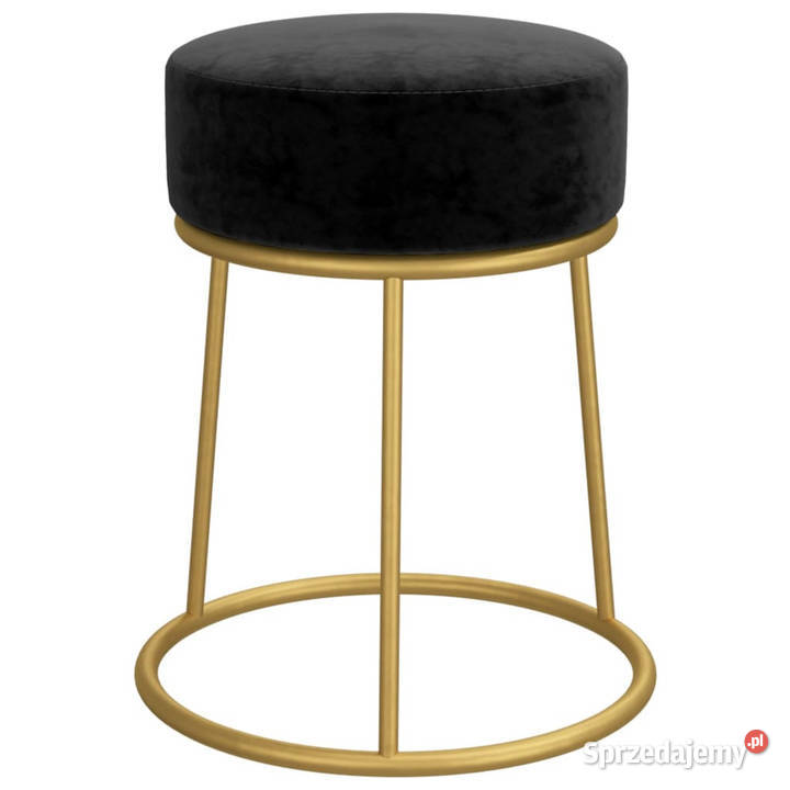 Okrągły stołek czarny obity aksamitem WM340260 Warszawa