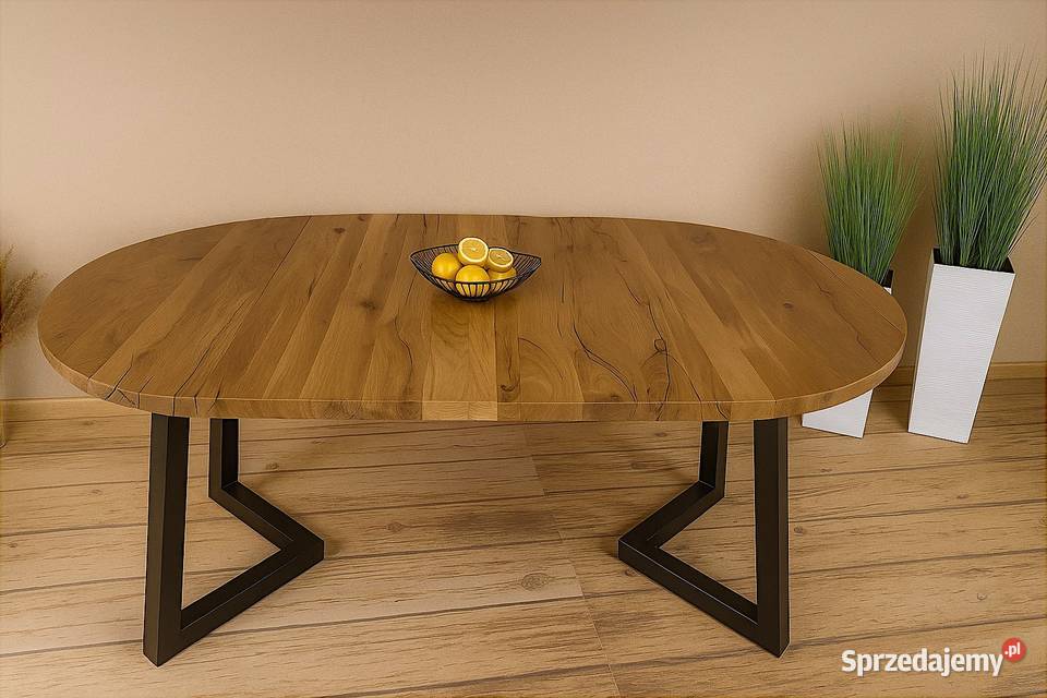 Stół Dębowy Okrągły LOFT 100 Lite Drewno Różne śląskie