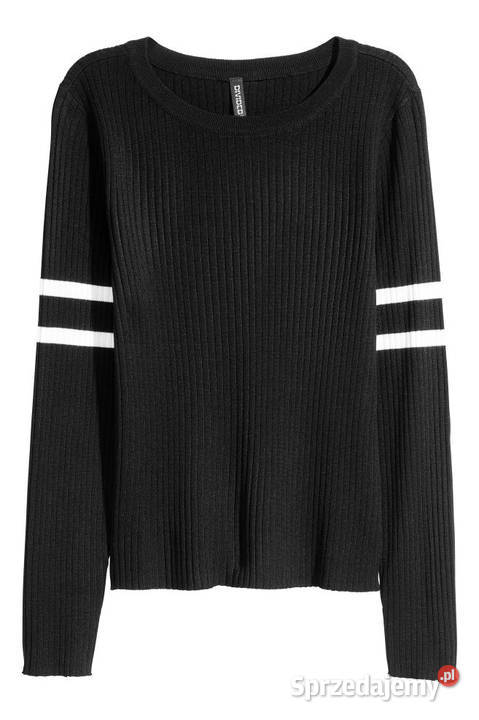 czarna biała bluzka HM xs 34 sweter Toruń