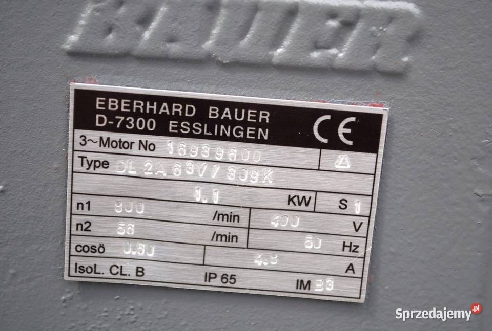 Motoreduktor 11kw 56obr z hamulcem FIRMY Bauer Kargowa