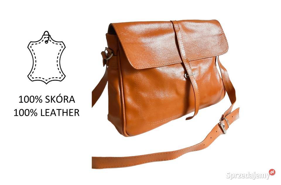 Skórzana listonoszka w stylu vintage retro duża sprzedam