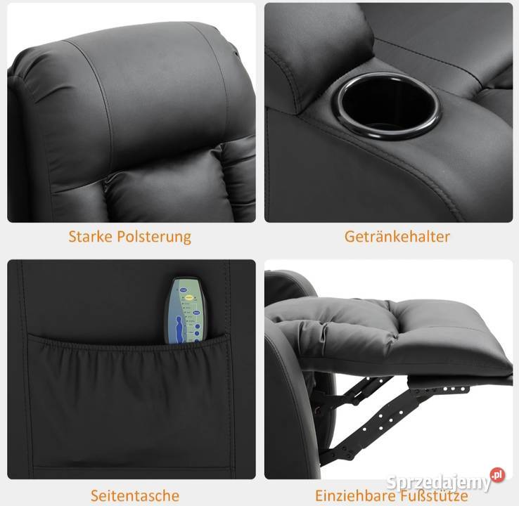 Fotel do masażu z funkcją podgrzewania bujania Brzesko