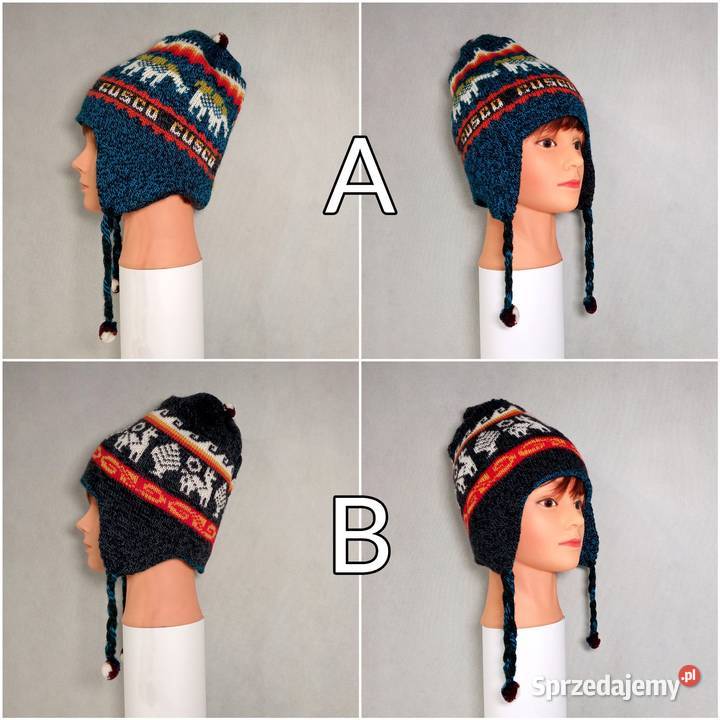 Ciepła Czapka Wełna Alpaki Dwustronna z Peru Kudowa-Zdrój