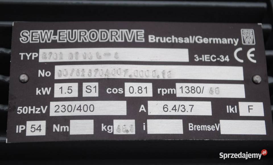 Motoreduktor 15kw 48obrmin Firmy SEW Kargowa