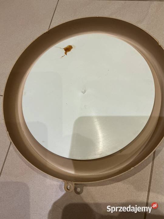 Stare Okrągłe Lustro z Tworzywa Sztucznego PRL beżowy Nowa Sól