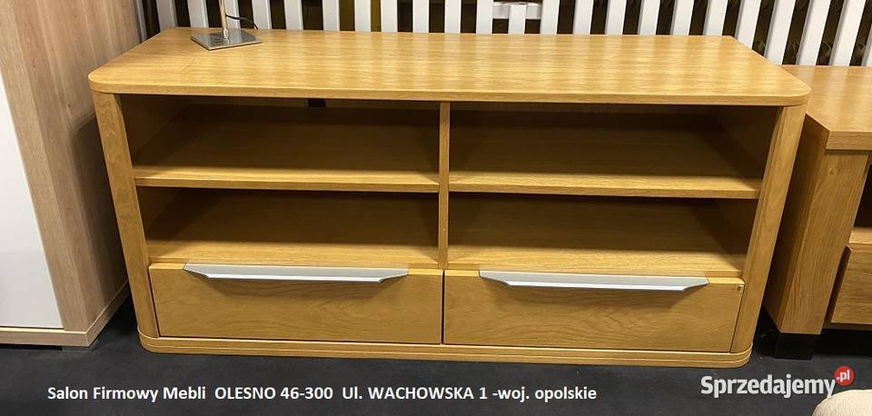 Stolik TV 140 Dąb jasny z Szufladami OUTLET 70 Szafki Olesno