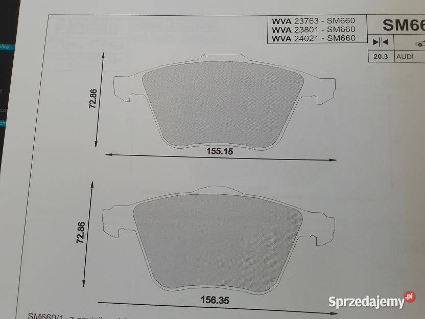 SM660 Klocki hamulcowe kpl przód AUDI A3 TT VW osobowe warmińsko-mazurskie Olsztyn