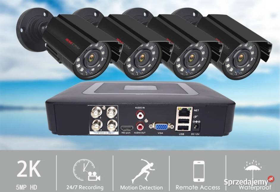 monitoring 4CH AHD DVR 4 kamery 50MP HD dysk 1tb