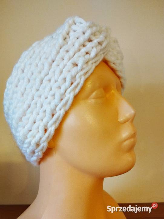 Biała opaska turban wełna 20 handmade Moda i Styl warmińsko-mazurskie Olsztyn sprzedam