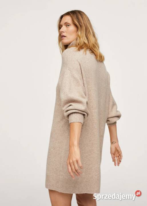 Mango Sukienka z dzianiny z golfem oversize Warszawa sprzedam