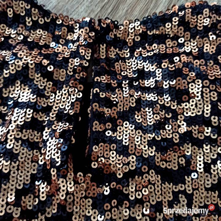 ZARA SUKIENKA Z CEKINAMI 36S ZŁOTA łódzkie