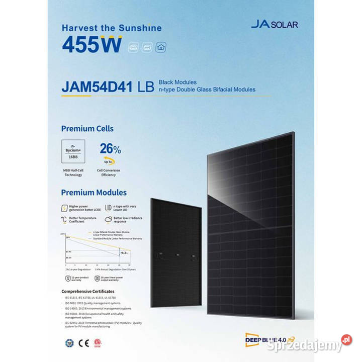PALETA 36 JA Solar JAM54D41 460W Full Black