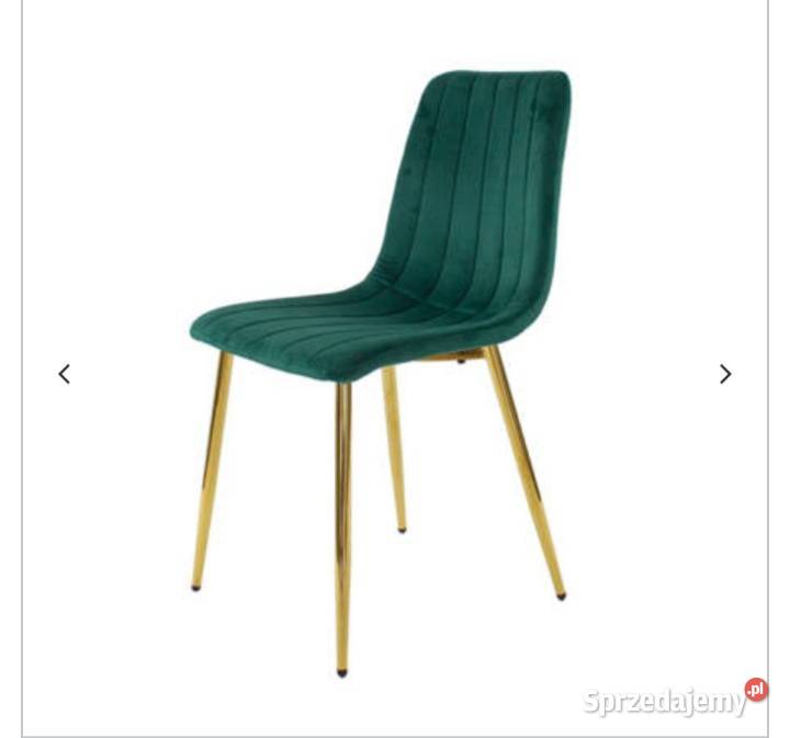 Krzesło zielone welurowe złote nóżki