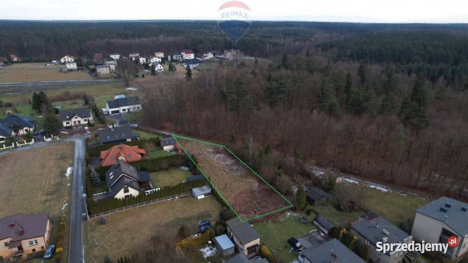 Działka budowlana lesie Kobiór 117 ar polna