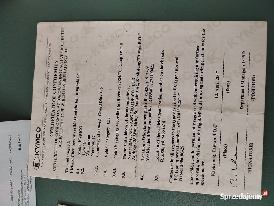 Skuter Kymco Grand Dink 125 na prawo jazdy kat B benzyna Rzeszów