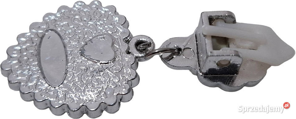 Klips kolczyk czerwone serce Frozen srebrny