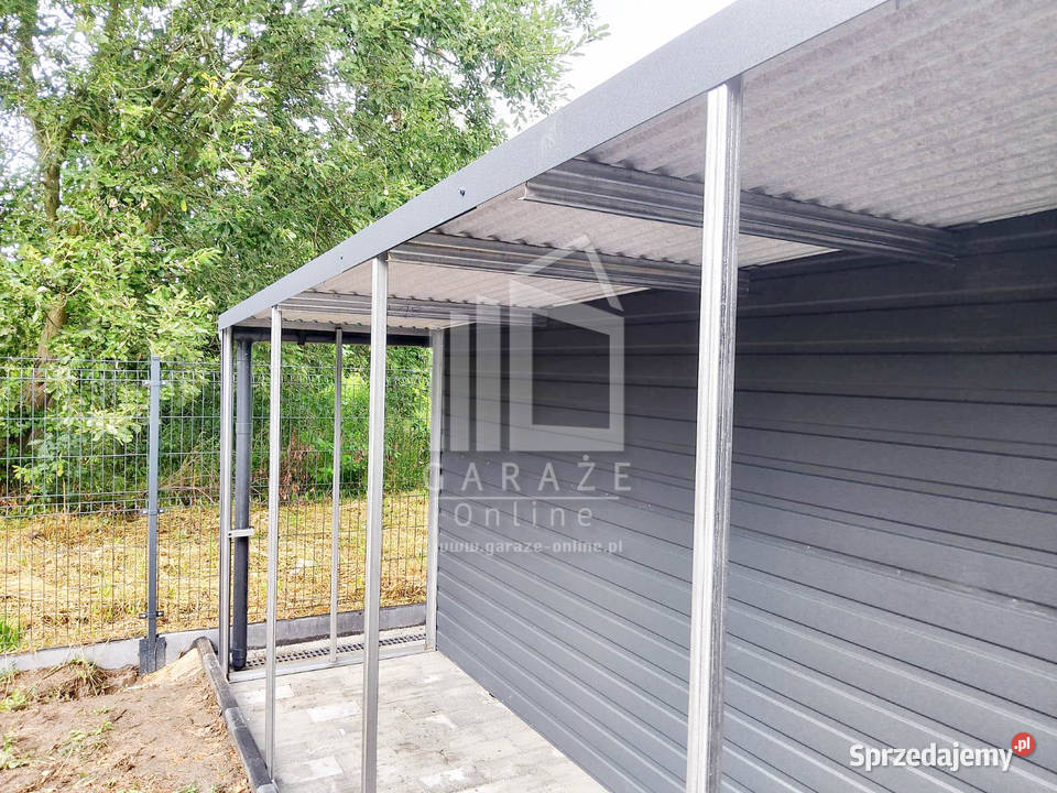 GARAZ BLASZANY 3m x 5m wiata 1m rynny antracyt łódzkie Łęczyca sprzedam