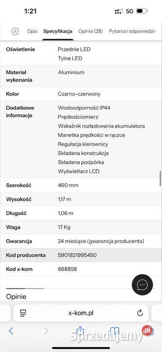 Nowa hulajnoga MOTUS 85 lite pro Pojazdy elektryczne zachodniopomorskie