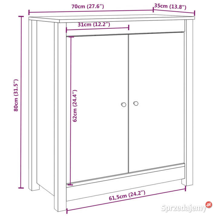 Szafka biała 70x35x80 lite drewno sosnowe Warszawa