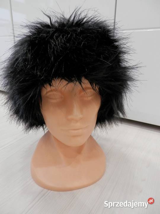 Opaska na Uszy Czarna Zimowa Futrzana Sztuczne Dla kobiet Łomża