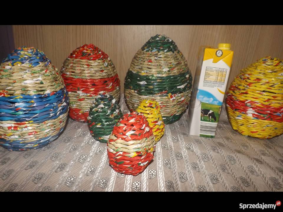 Jajko różne wielkości wiklina papierowa wielokolorowy Lublin
