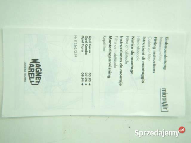 FILTR KABINOWY OPEL CORSA A B COMBO TIGRA sprzedam