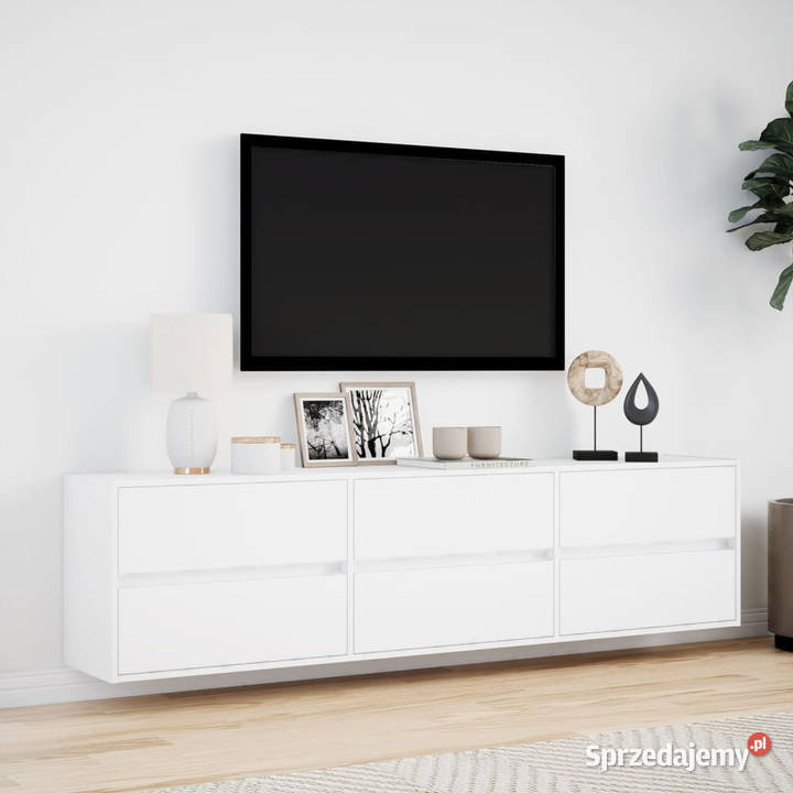 Ścienna szafka pod TV z LED biała 180x31x45 Warszawa sprzedam