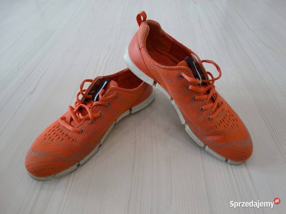 Buty Skórzane Skóra Tekstyl Sportowe Sneakersy pomarańczowy Łomża