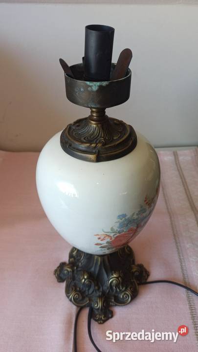 Lampa elektryczna porcelana i mosiądz Bez