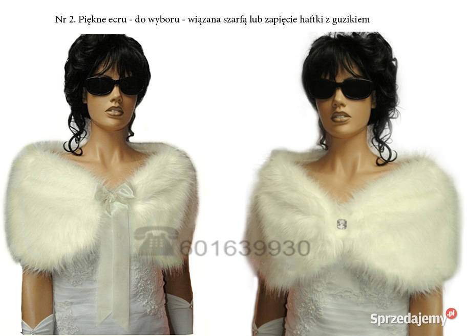 Piękna ETOLA FUTRZANA do ślubu bolerko BIAŁA Klasyczna małopolskie Tarnów