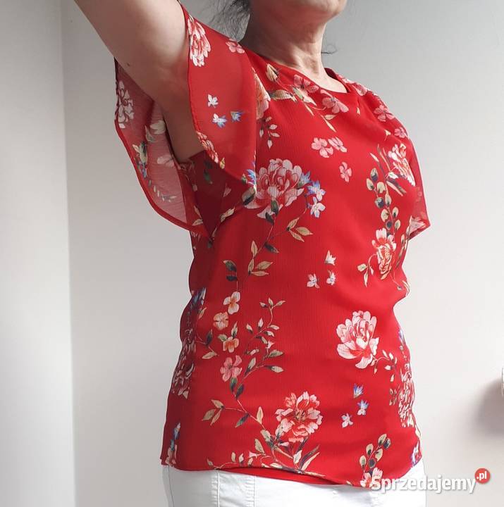 Bluzka czerwona kwiaty ORSAY S 36 Warszawa sprzedam