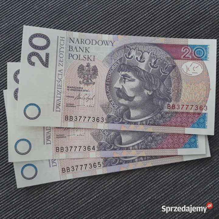 3 X Banknot 20 złotych BB 777 Jawor
