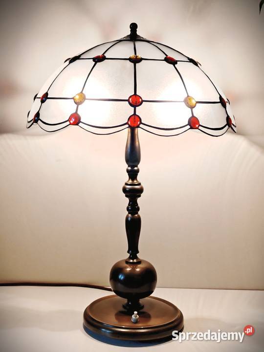Lampa mosiądz witraż szkło gięte kaboszony Wysoka sprzedam