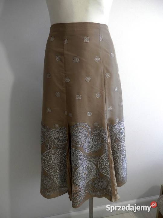 Spódnica Jedwabna 100 Naturalny Jedwab Beżowa