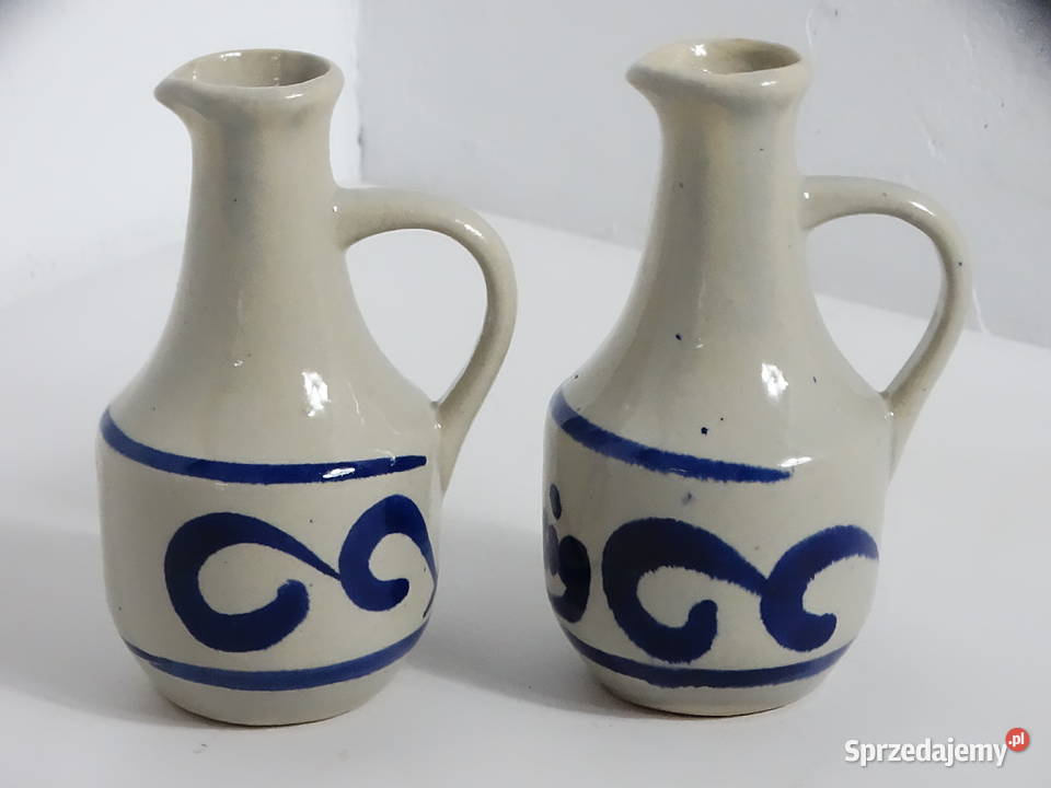 Komplet Ceramicznych Dzbanków na Olej i Ocet lubelskie Biłgoraj