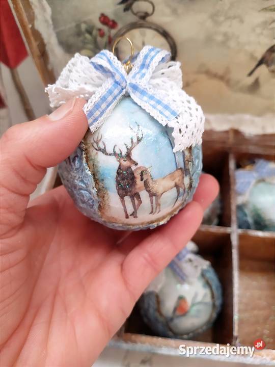 Bombki Decoupage rękodzieło zestaw w pudełku wielokolorowy śląskie Czarków