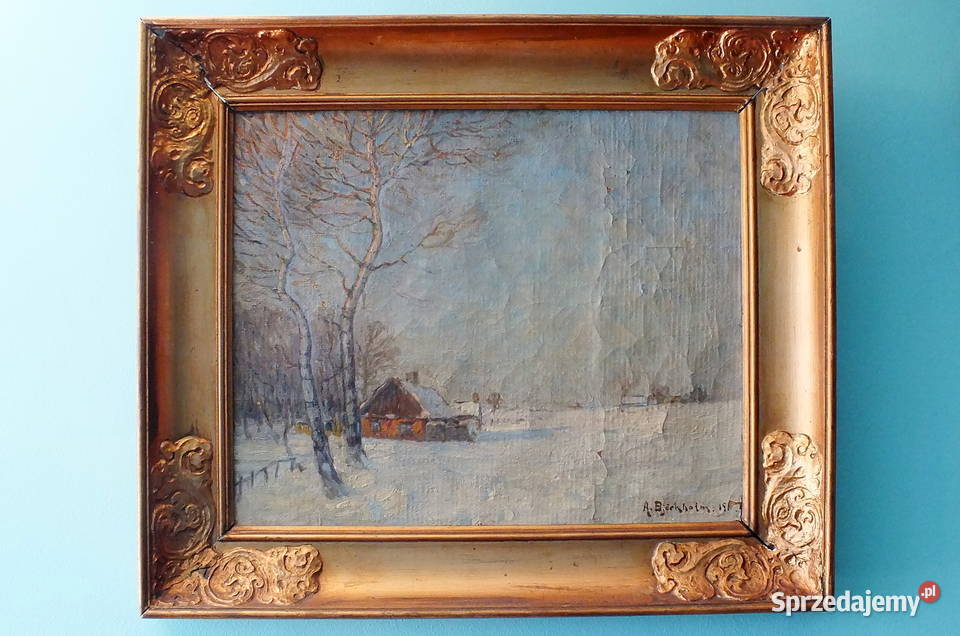 Antyczny obraz olejny 1912 Anders Bjrkholm Antyki, Sztuka, Kolekcje Lubin