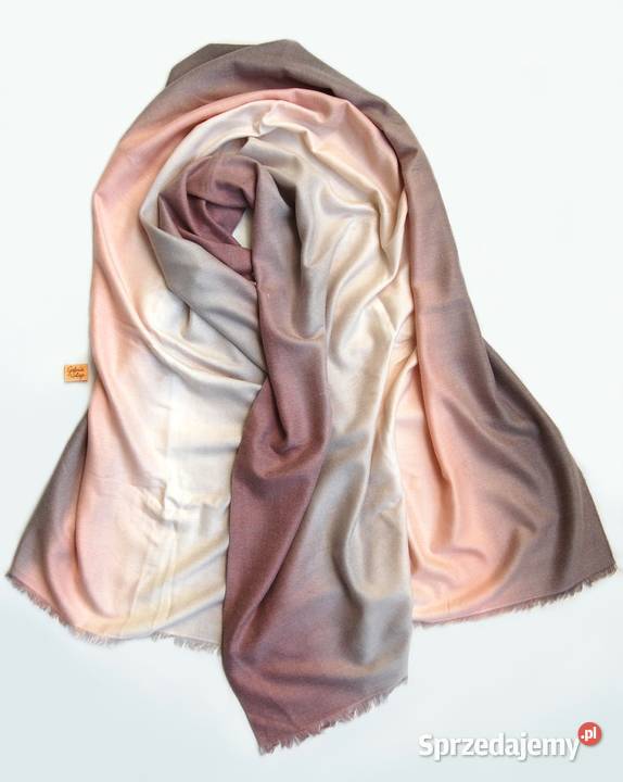 Pastelowy szal damski kremowo beżowoszaroróżowy Lublin