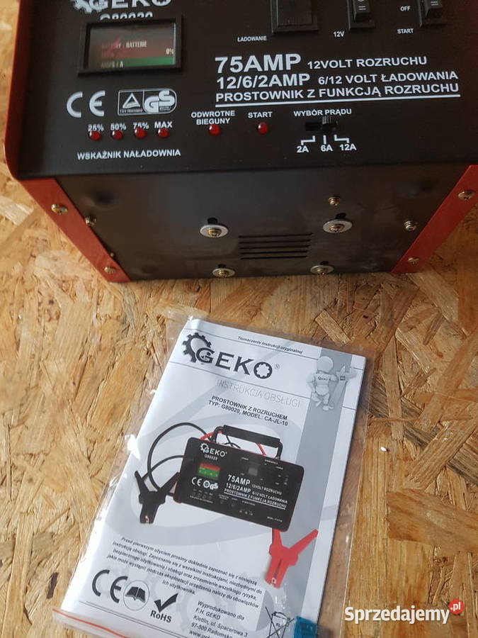 Prostownik samochodowy z rozruchem 612V 75A GEKO