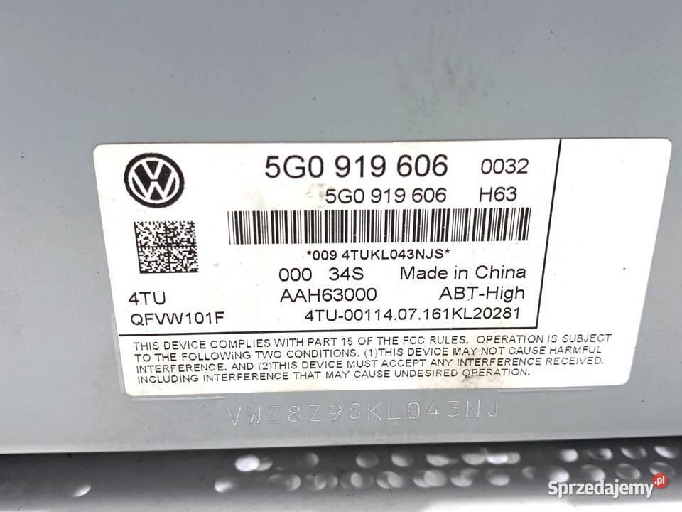 WYŚWIETLACZ VW PASSAT B8 5G0919606 EKRAN MONITOR sprzedam