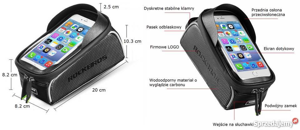 Torba RockBros telefon 60 odblask carbon 149g Dęblin