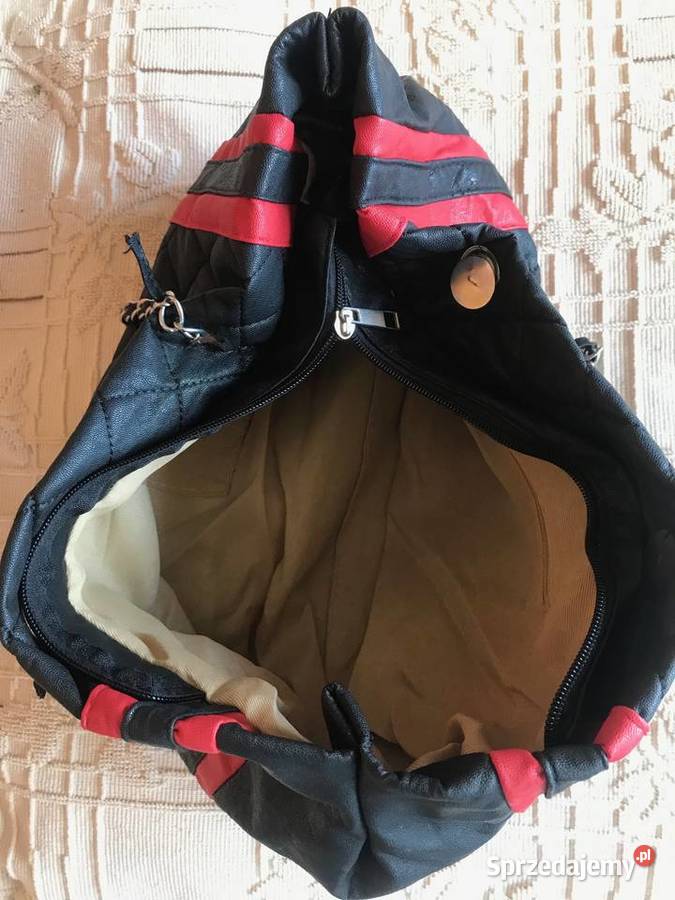 Torba damska czarnoczerwona ekoskóra Moda i Styl lubuskie Zbąszynek