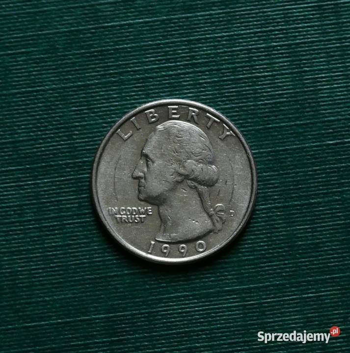 USA dolara 1990r Ćwierćdolarówka Waszyngtona śląskie Gliwice