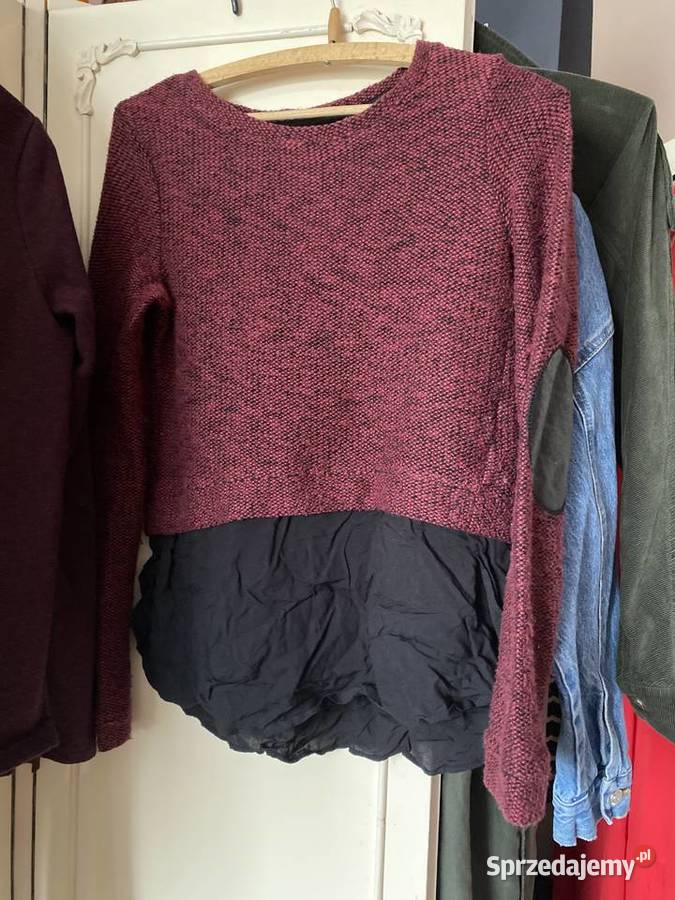 Sweterek Bershka melanżowy ze zwiewnym dołem czerwony małopolskie