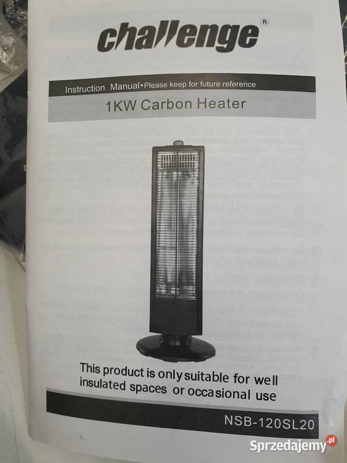CHALLENGE 1 kW grzejnik promiennikowy czarny