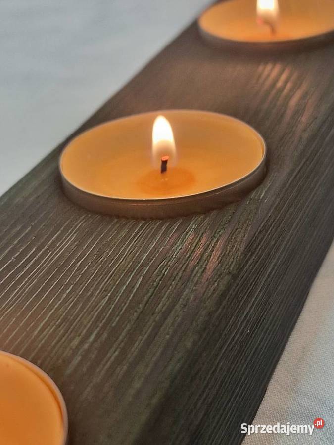 Świecznik świerkowy opalany Shou Sugi Ban ciemna zielony warmińsko-mazurskie