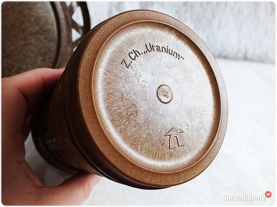 Serwetnik Taca Z Ch Uranium Komplet PRL Pojemnik Żary