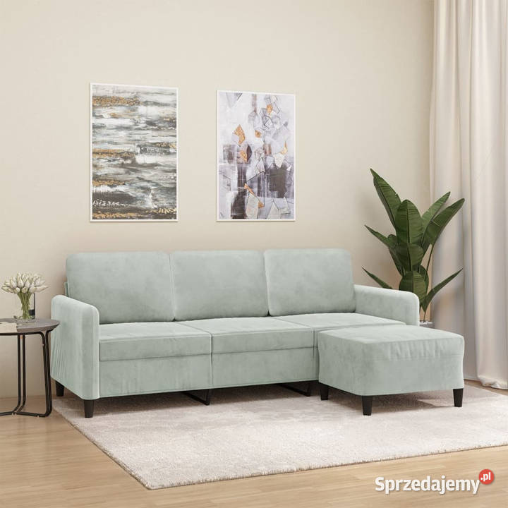 3osobowa sofa z podnóżkiem jasnoszara 180 mazowieckie Warszawa