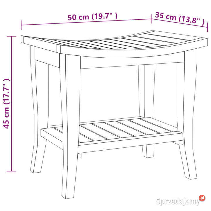Stolik łazienkowy 50x35x45 lite drewno tekowe mazowieckie Warszawa